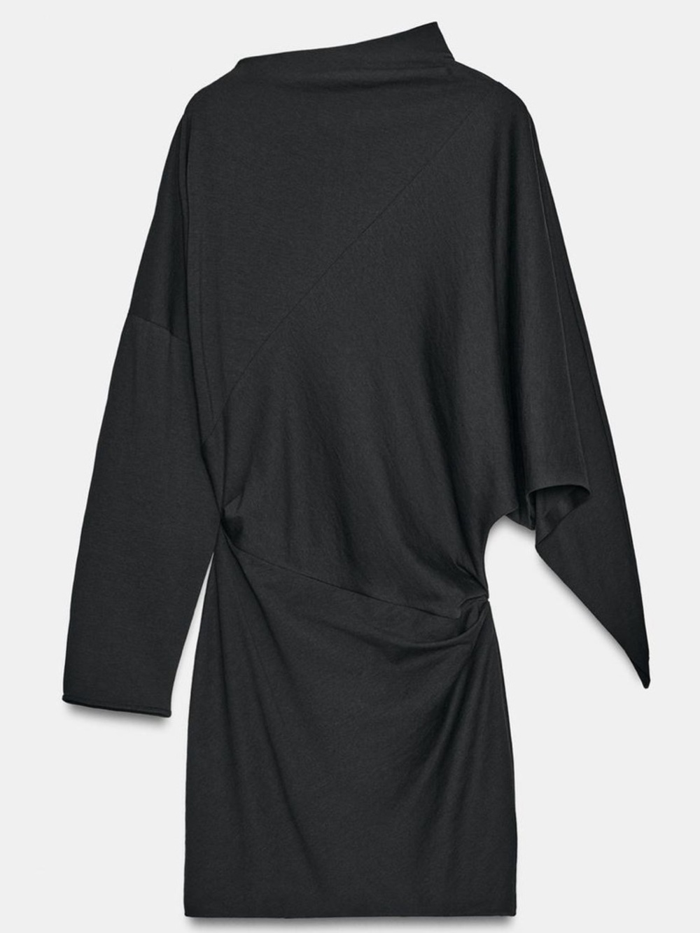 Asymmetric Women’s Short Dress with Draped Waist